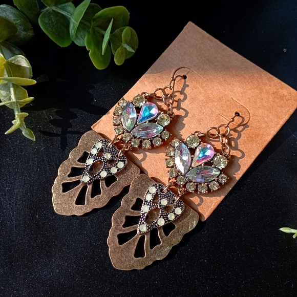 Brass Irridescent Boho Earrings - Picture 5 of 15